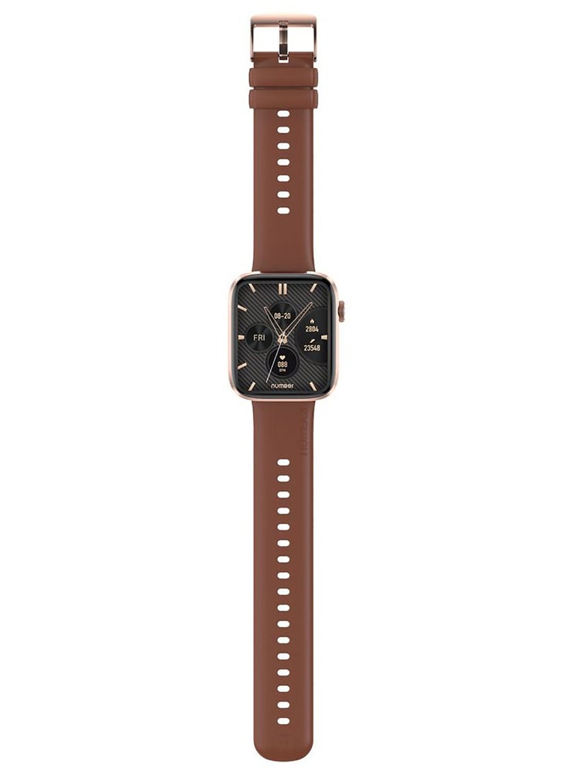 Number - DialFit Pro Max Bluetooth Calling Smart Watch,Largest 1.91" Bezel-less Edge-to-Edge Display,600 Nits Brightness, Sleek Metallic Body, Wireless Charging, Health Suite Brown Strap - Image 1
