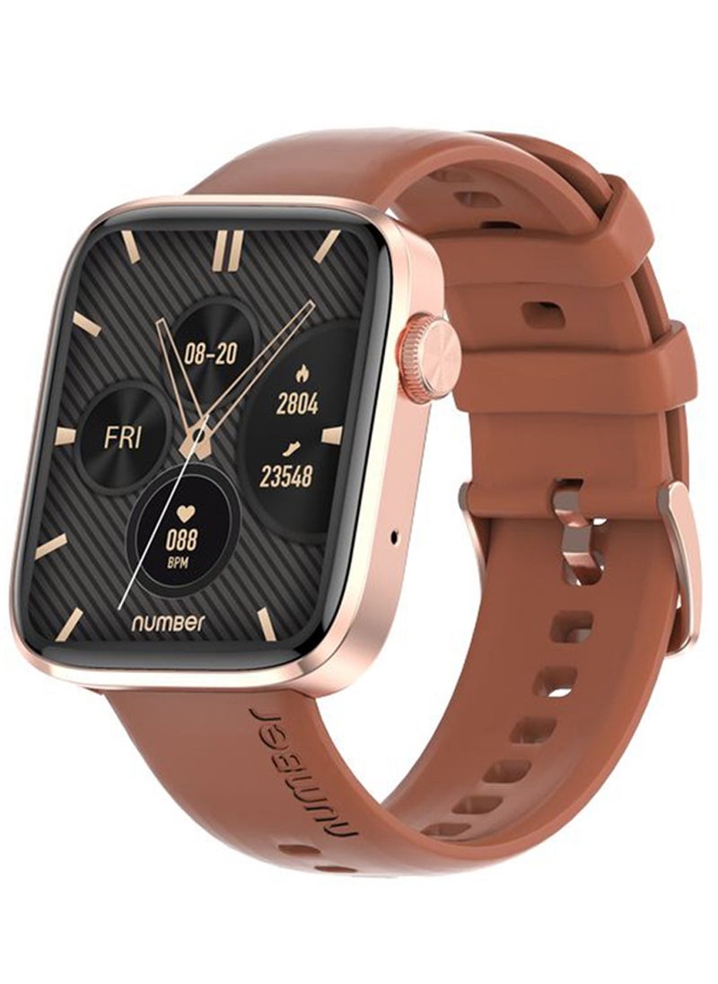 Number - DialFit Pro Max Bluetooth Calling Smart Watch,Largest 1.91" Bezel-less Edge-to-Edge Display,600 Nits Brightness, Sleek Metallic Body, Wireless Charging, Health Suite Brown Strap - Image 1