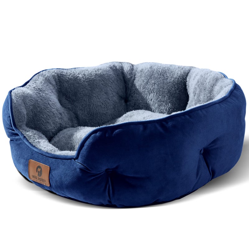 Asvin Small Dog Bed for Small Dogs Cat Beds for Indoor Cats Pet Bed for Puppy and Kitty Extra Soft Machine Washable with AntiSlip WaterResistant Oxford Bottom Blue 20 inches