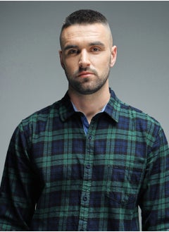 HIGH STAR Regular Fit Green Checked Casual Shirt for Men  - Image 5