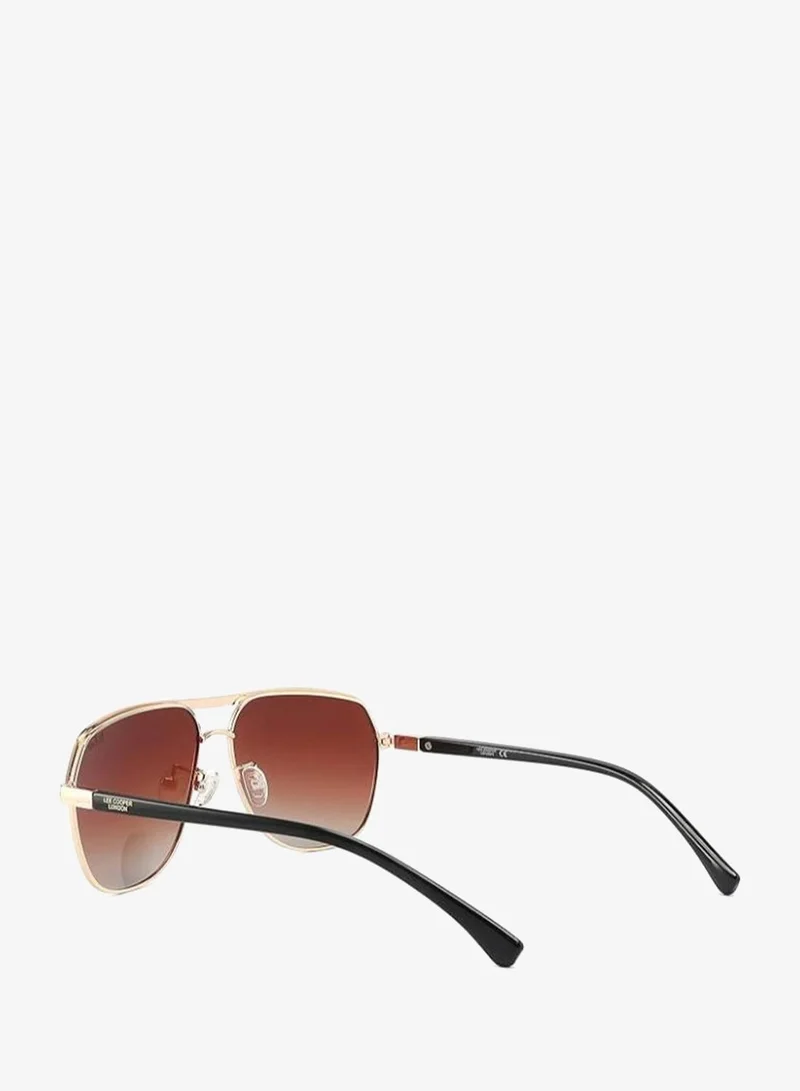Lee Cooper Polarized Sunglasses GOLD Frame GRAD BROWN Mirror Lens 60mm  - LC1016C02