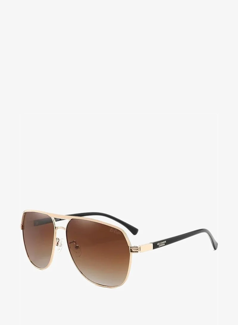 Lee Cooper Polarized Sunglasses GOLD Frame GRAD BROWN Mirror Lens 60mm  - LC1016C02