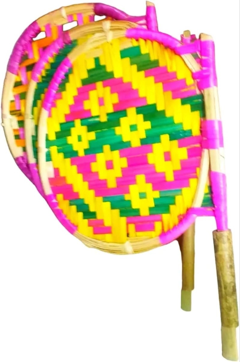 Bamboo Handmade Hand fan Delty Needs Pankha Air Blower Bamboo Made handicraft fan With Handle Round shape Vat savitri pooja Special Hand fan Pack of3  - Image 2