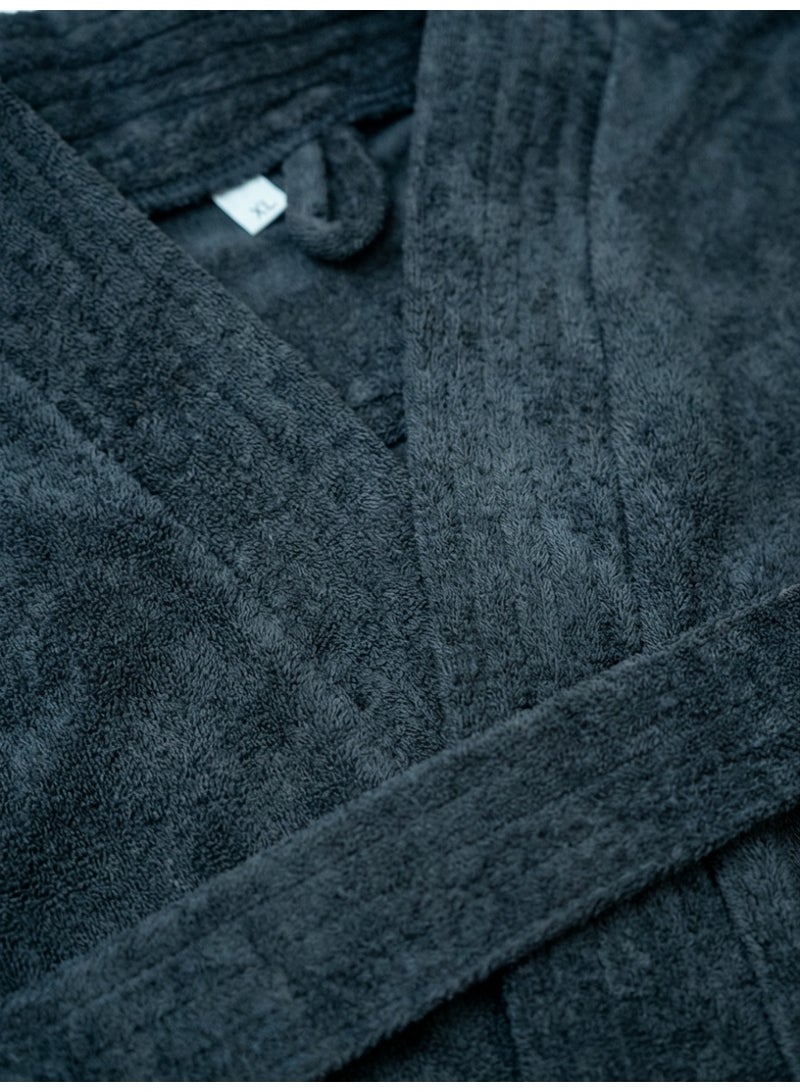 Ambrosia 100% Cotton Dark Grey Terry Bathrobe Luxor XL Unisex Soft Spa Robe for Men and Women Highly Absorbent Hotel Quality Shower Loungewear - Image 1