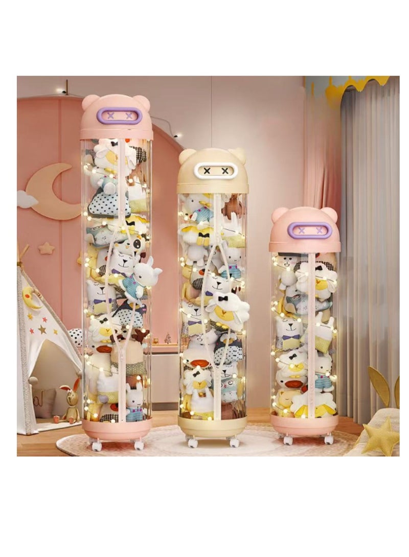 Plush Animal Toy Storage Tube, Vertical Transparent Storage Bucket, Cylindrical Plush Toy Storage Organizer, Plush Toy Storage Bucket, Suitable for Nursery, Children's Room, Bedroom, Living Room to Store Teddy Bears and Dolls (115cm)  - Image 1