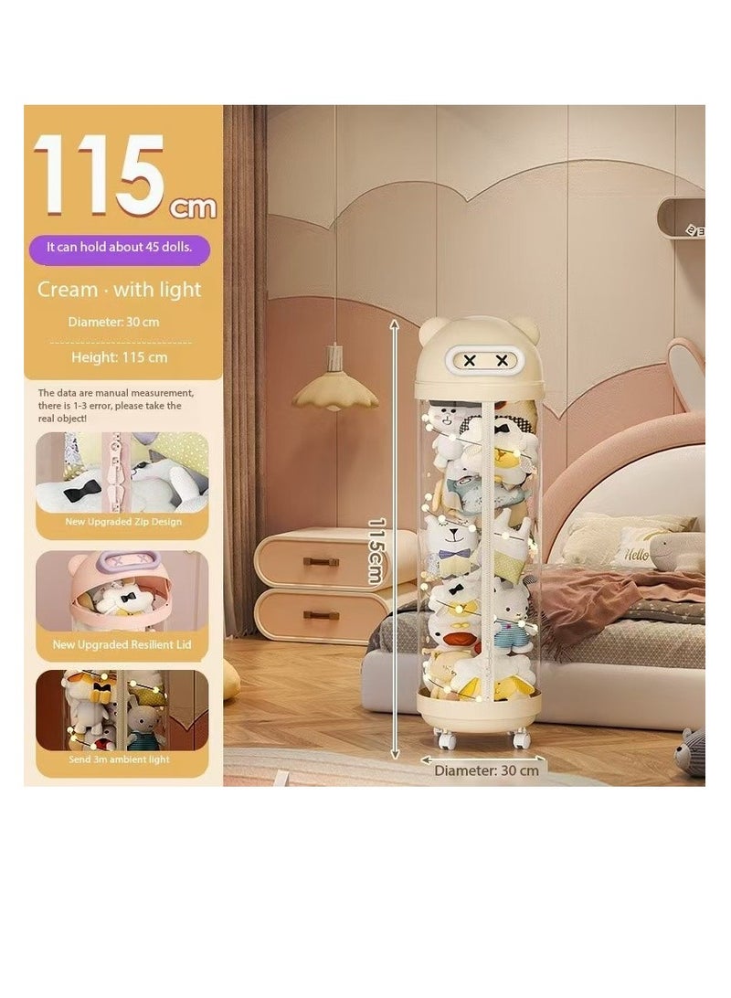 Plush Animal Toy Storage Tube, Vertical Transparent Storage Bucket, Cylindrical Plush Toy Storage Organizer, Plush Toy Storage Bucket, Suitable for Nursery, Children's Room, Bedroom, Living Room to Store Teddy Bears and Dolls (115cm)  - Image 2