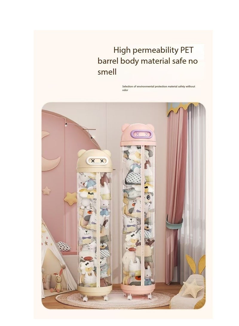 Plush Animal Toy Storage Tube, Vertical Transparent Storage Bucket, Cylindrical Plush Toy Storage Organizer, Plush Toy Storage Bucket, Suitable for Nursery, Children's Room, Bedroom, Living Room to Store Teddy Bears and Dolls (115cm)  - Image 3