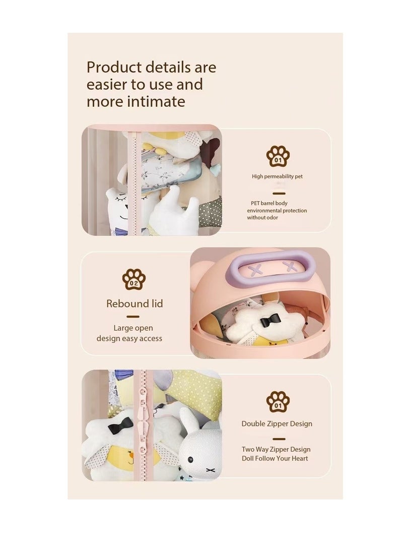Plush Animal Toy Storage Tube, Vertical Transparent Storage Bucket, Cylindrical Plush Toy Storage Organizer, Plush Toy Storage Bucket, Suitable for Nursery, Children's Room, Bedroom, Living Room to Store Teddy Bears and Dolls (115cm)  - Image 5