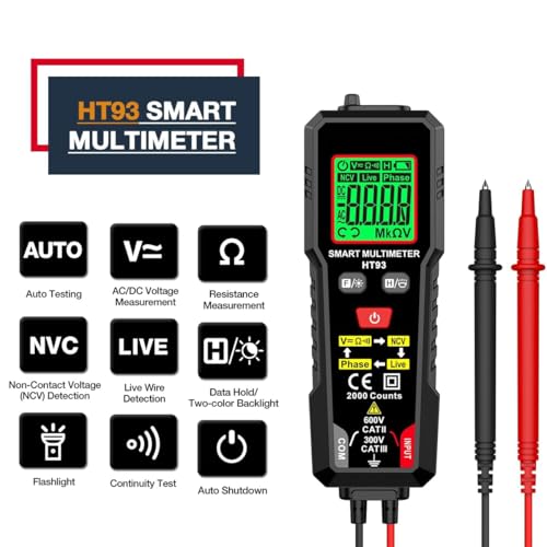 Serplex® Auto Digital Multimeter True RMS AC DC Voltage Current Resistance Tester with Non Contact Detection Backlit LCD Display Compact Handheld Circuit Analyzer for Electrical (Battery NOT INCLUDED) - Image 2