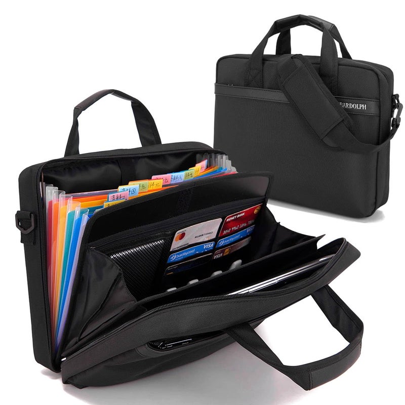 BARDOLPH Accordian File Folder with Handle, 12 Pocket Expanding Folder with Zipper, Heavy Duty Accordian Organizer (Black) - Image 1