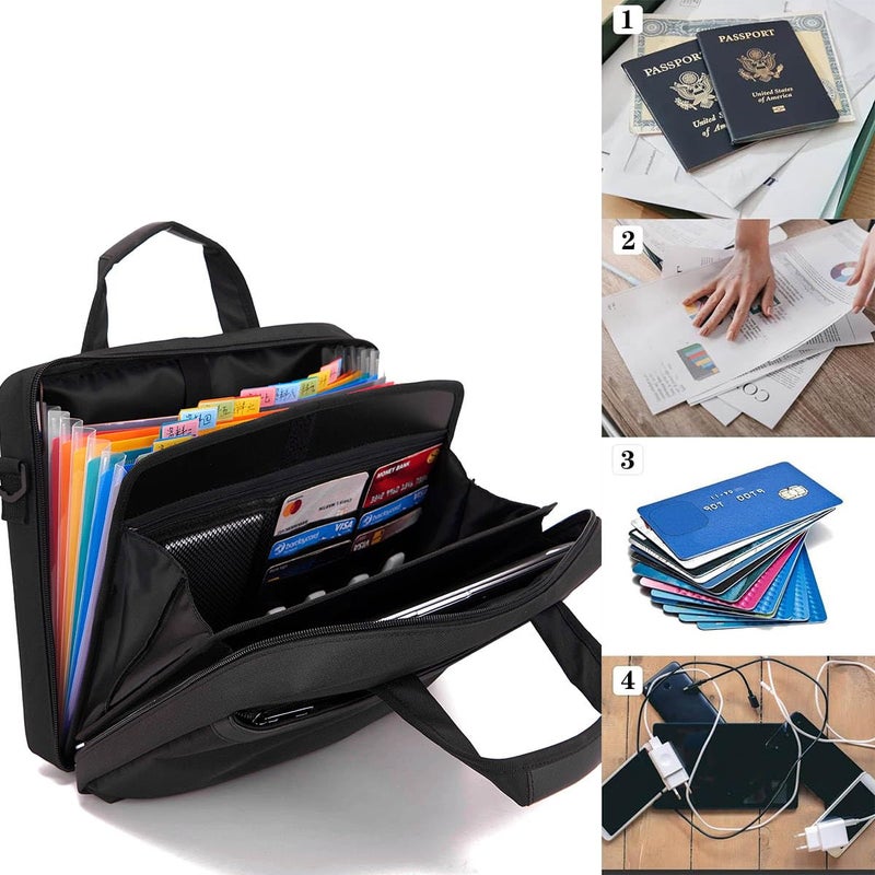 BARDOLPH Accordian File Folder with Handle, 12 Pocket Expanding Folder with Zipper, Heavy Duty Accordian Organizer (Black) - Image 4