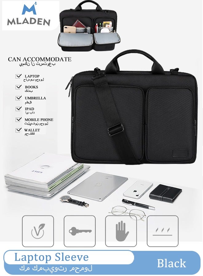 MLADEN Laptop Sleeve Laptop Bag Case Briefcase Handlebag Water-Resistant Laptop Sleeve Soft Padded Zipper Sleeve Protective Briefcase for Macbook(Black) - Image 1