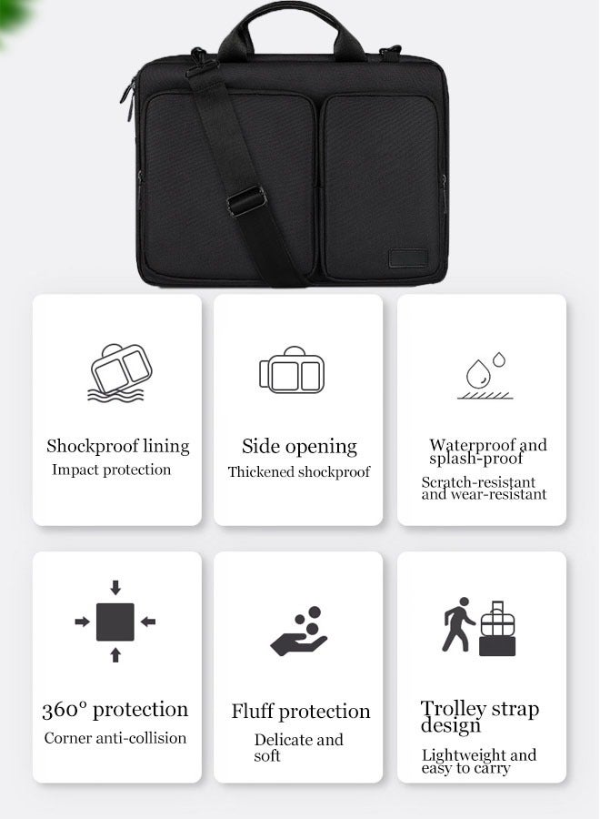 MLADEN Laptop Sleeve Laptop Bag Case Briefcase Handlebag Water-Resistant Laptop Sleeve Soft Padded Zipper Sleeve Protective Briefcase for Macbook(Black) - Image 2