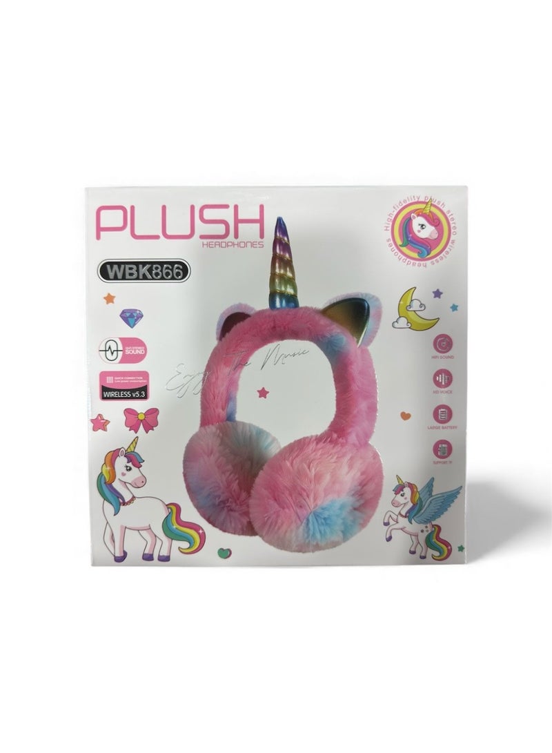 Kids Unicorn Cat Ears Plush Earmuffs, Fluffy Winter Ear Warmer Headband - Image 1