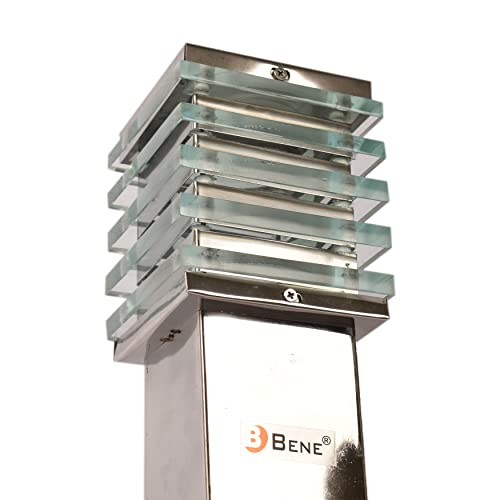 BENE Ice Cube Outdoor Fluorescent Lamp Without Bulb, (Steel Shiny 11 Cms, Pack Of 2 Pcs), Silver - Image 5
