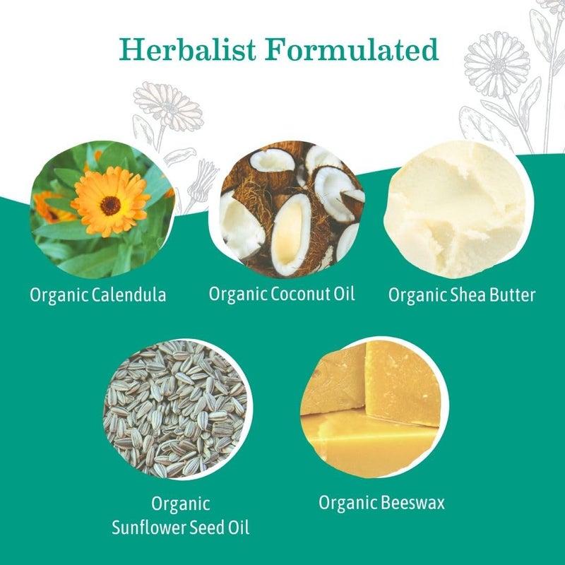 Earth Mama Organic Baby Face Nose & Cheek Balm | Moisturizer with Calendula Oil for Dry Skin Care, Natural Petroleum Jelly Alternative (2-Fluid Ounce) - Image 3