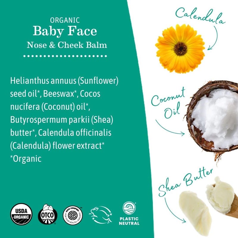 Earth Mama Organic Baby Face Nose & Cheek Balm | Moisturizer with Calendula Oil for Dry Skin Care, Natural Petroleum Jelly Alternative (2-Fluid Ounce) - Image 5