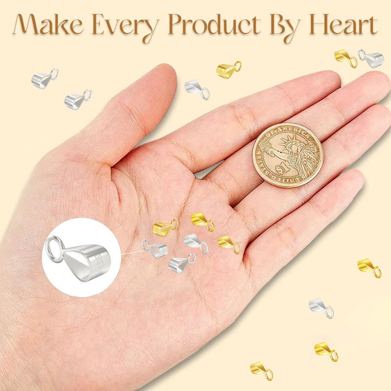 Qulltk 6Pcs 925 Sterling Silver Slider Pendant Clasp Bail Connector with Open Loop,S925 Bails for Jewelry Making Made in Italy - Image 4