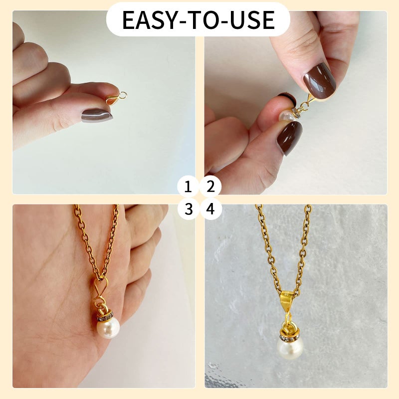 Qulltk 6Pcs 925 Sterling Silver Slider Pendant Clasp Bail Connector with Open Loop,S925 Bails for Jewelry Making Made in Italy - Image 5