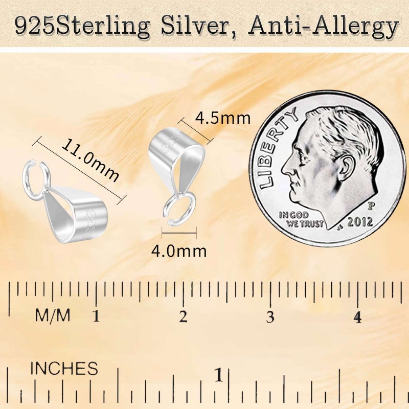 Qulltk 6Pcs 925 Sterling Silver Slider Pendant Clasp Bail Connector with Open Loop,S925 Bails for Jewelry Making Made in Italy - Image 2