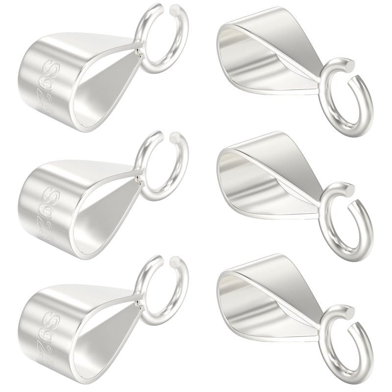 Qulltk 6Pcs 925 Sterling Silver Slider Pendant Clasp Bail Connector with Open Loop,S925 Bails for Jewelry Making Made in Italy - Image 1