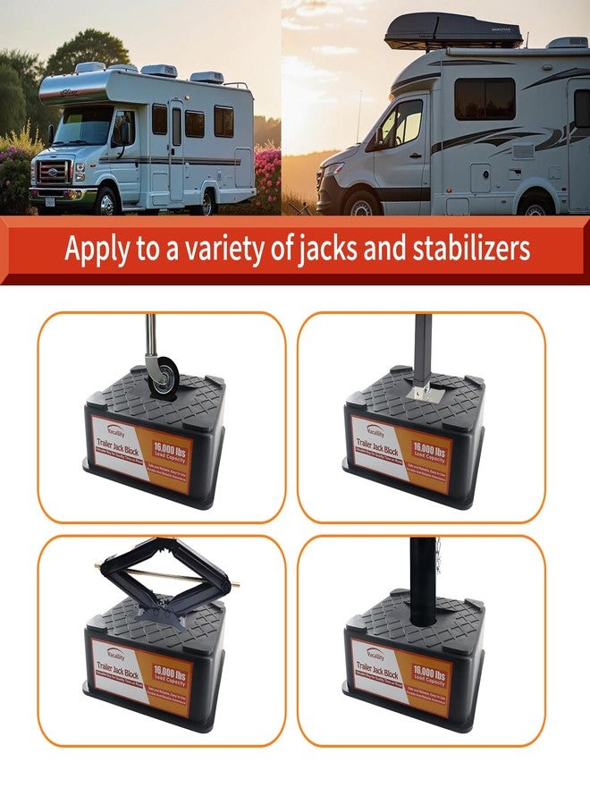 Vacallity RV Trailer Jack Block, Trailer RV Stabilizer Blocks, 1 Pack Up to 16000 Lbs, Heavy Duty Sturdy Utility Jack Stand for 5th Wheels, Scissor Stabilizer, Round Square Tongue Jack Foot - Image 2