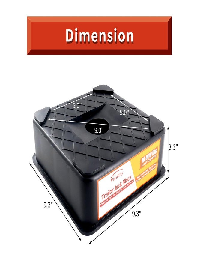 Vacallity RV Trailer Jack Block, Trailer RV Stabilizer Blocks, 1 Pack Up to 16000 Lbs, Heavy Duty Sturdy Utility Jack Stand for 5th Wheels, Scissor Stabilizer, Round Square Tongue Jack Foot - Image 3