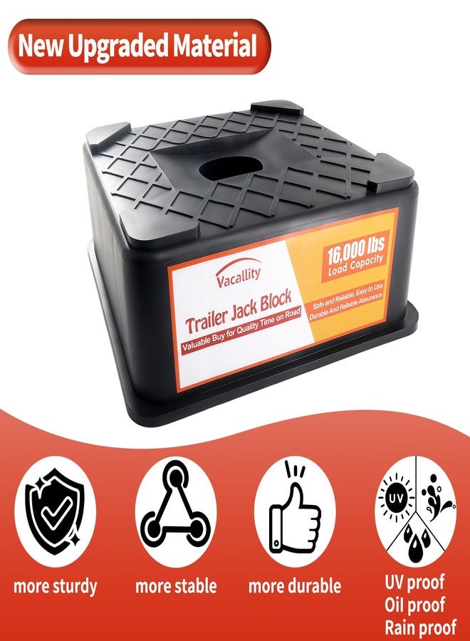 Vacallity RV Trailer Jack Block, Trailer RV Stabilizer Blocks, 1 Pack Up to 16000 Lbs, Heavy Duty Sturdy Utility Jack Stand for 5th Wheels, Scissor Stabilizer, Round Square Tongue Jack Foot - Image 4
