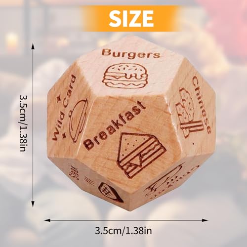 BoAn Date Night Dice for Couples(2PC) - 12-Sided Wooden Decision Dice for Food & Movie Choices | Valentine's Anniversary Birthday Gifts for Her/Him, Wife, Husband - Image 2