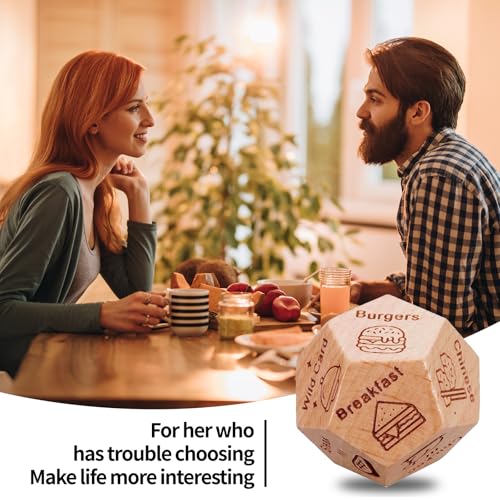 BoAn Date Night Dice for Couples(2PC) - 12-Sided Wooden Decision Dice for Food & Movie Choices | Valentine's Anniversary Birthday Gifts for Her/Him, Wife, Husband - Image 5