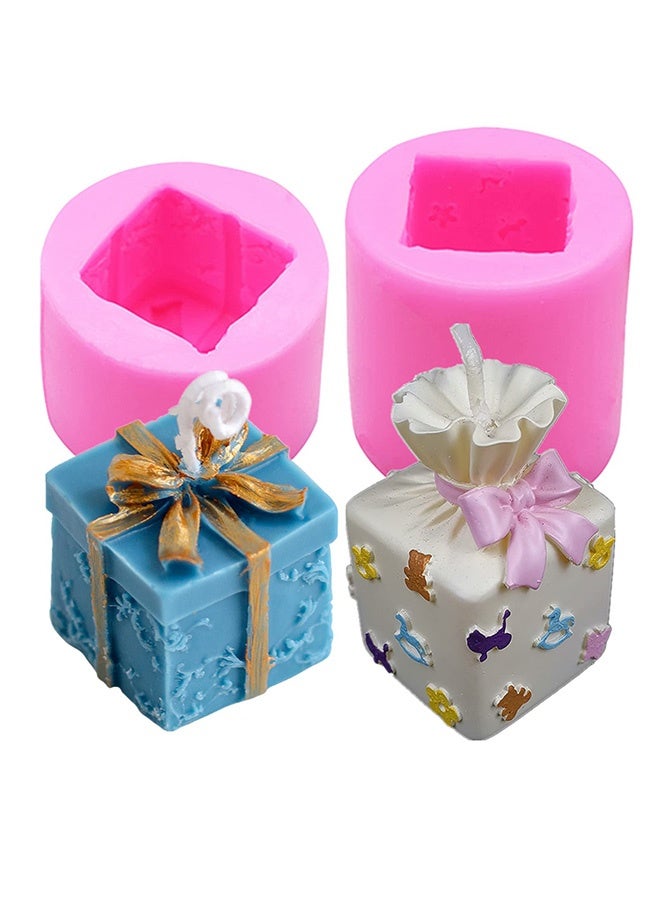 Peachjoy 2PCS Gift Box Silicone Candle Molds Soap Molds Fondant Cake Chocolate Candy Mould Epoxy Resin Casting Mold for Making Wax Candles, Soaps,Polymer Clay, Home Party Decor - Image 1