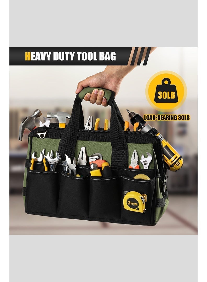 Auger Heavy Duty Tool Bags, Professional Tool Bag, Tool Bag Electrician,Waterproof, Large Capacity,Portable Wide Mouth Tool Box Organizer with Pocket, Soft Handle with Adjustable Shoulder Strap Toolbag, Father Day Dad Men Mechanic Birthday Gift - Image 4