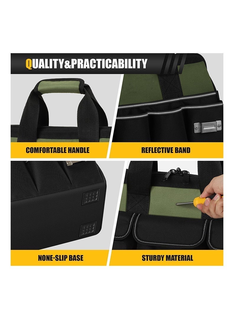 Auger Heavy Duty Tool Bags, Professional Tool Bag, Tool Bag Electrician,Waterproof, Large Capacity,Portable Wide Mouth Tool Box Organizer with Pocket, Soft Handle with Adjustable Shoulder Strap Toolbag, Father Day Dad Men Mechanic Birthday Gift - Image 5