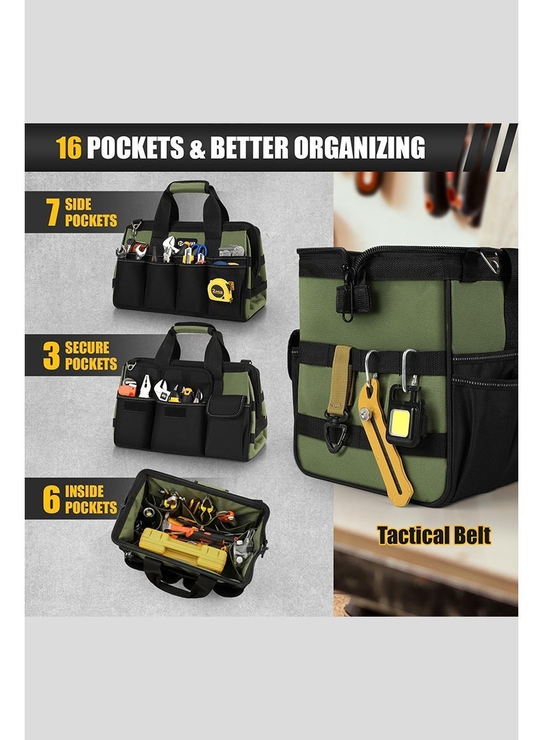Auger Heavy Duty Tool Bags, Professional Tool Bag, Tool Bag Electrician,Waterproof, Large Capacity,Portable Wide Mouth Tool Box Organizer with Pocket, Soft Handle with Adjustable Shoulder Strap Toolbag, Father Day Dad Men Mechanic Birthday Gift - Image 3