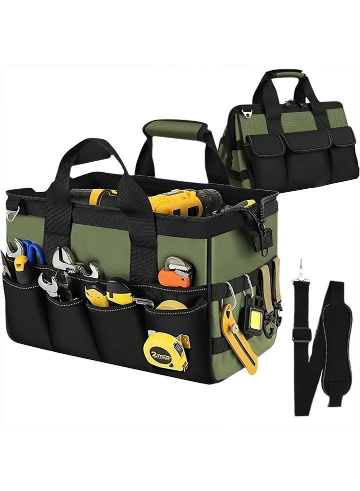Auger Heavy Duty Tool Bags, Professional Tool Bag, Tool Bag Electrician,Waterproof, Large Capacity,Portable Wide Mouth Tool Box Organizer with Pocket, Soft Handle with Adjustable Shoulder Strap Toolbag, Father Day Dad Men Mechanic Birthday Gift - Image 1