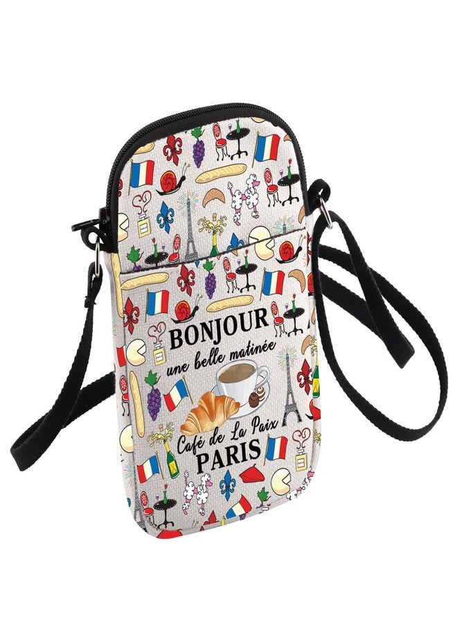 HOLLP French Travel Crossbody Bag Parisian Breakfast Gift Bonjour Paris Small Sling Bag Gift For Travel Lover (Bonjour) - Image 1