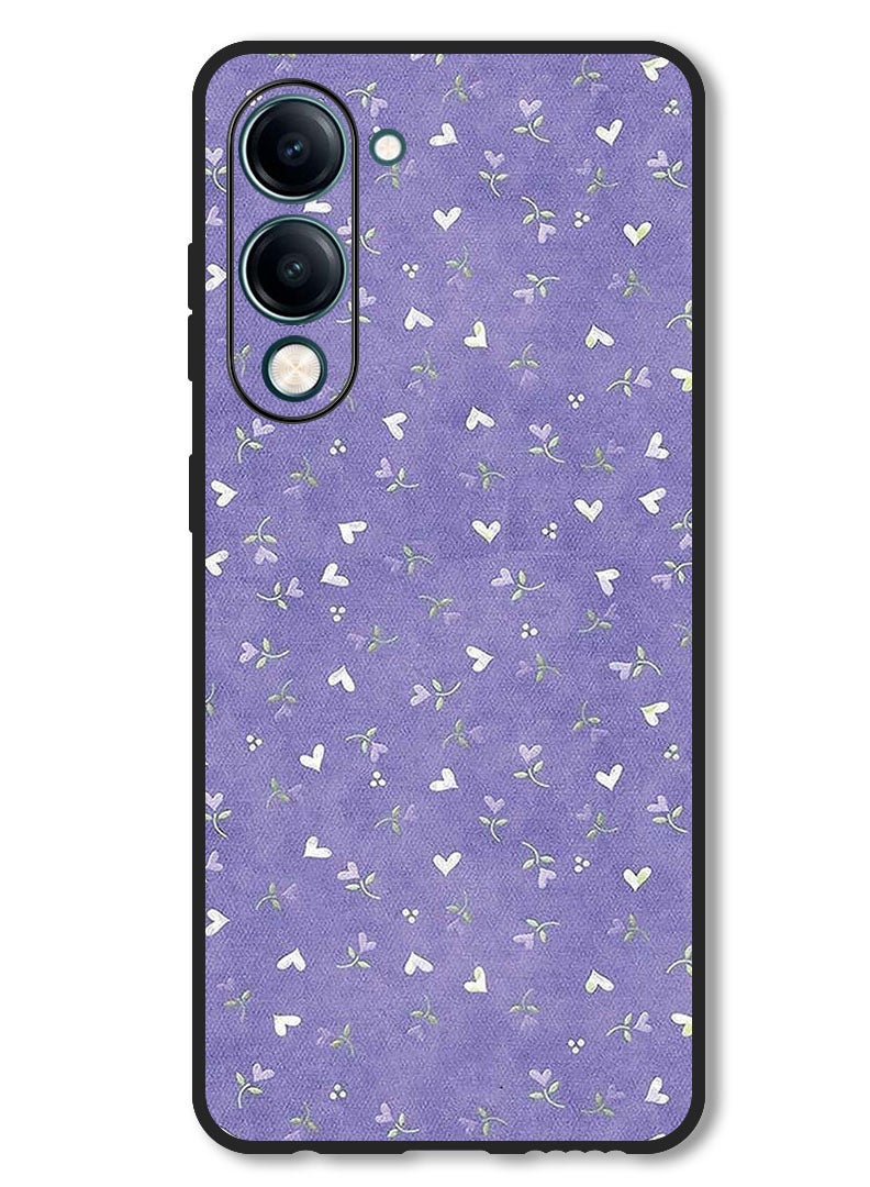 Theodor Case Compatible with Vivo Y29s Protection Shockproof Bumper Cover Hearts Purple Background - Image 1