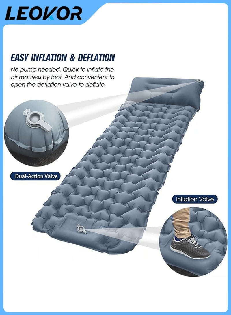 LEOKOR Camping Sleeping Pad,Extra Thickness 3.9 Inch Inflatable Sleeping Bag,with Pillow Built-in Pump,Compact Ultralight Waterproof Camping Air Mattress for Backpacking,Hiking,Tent(Gray) - Image 4