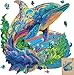 MYS Aurora Wooden Puzzles Dolphin Jigsaw Puzzles 500 Pieces Unique Shaped Wooden Puzzles for Adults and Kids Family Game 173 x 148 Inch - Image 2