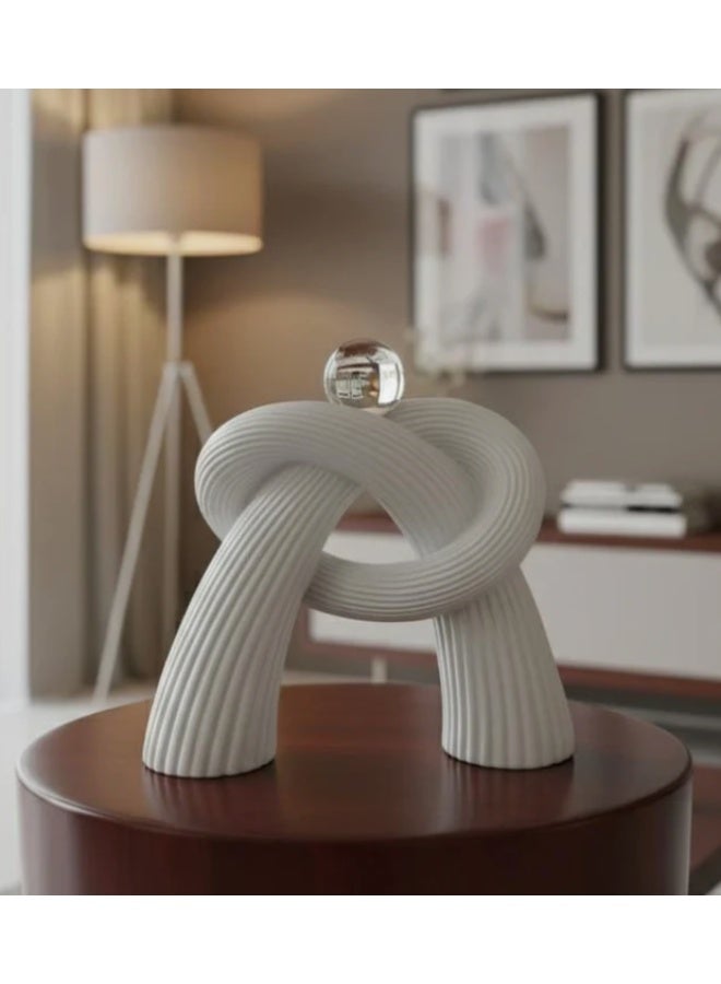 AKDC 22×23cm Ceramic Décor with Crystal Ball in White | Elegant Modern Sculpture for Home or Office Display - Image 2