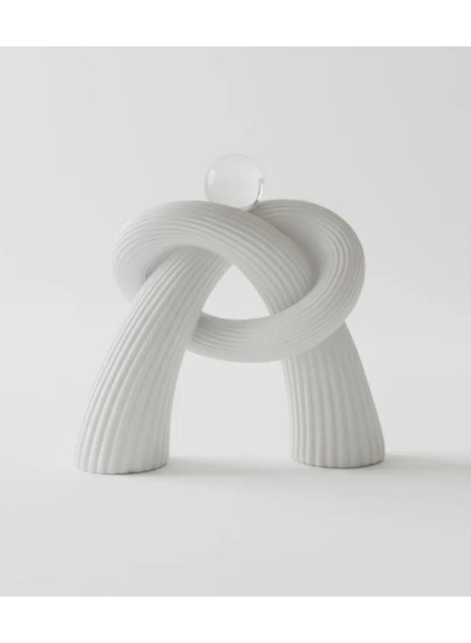 AKDC 22×23cm Ceramic Décor with Crystal Ball in White | Elegant Modern Sculpture for Home or Office Display - Image 1