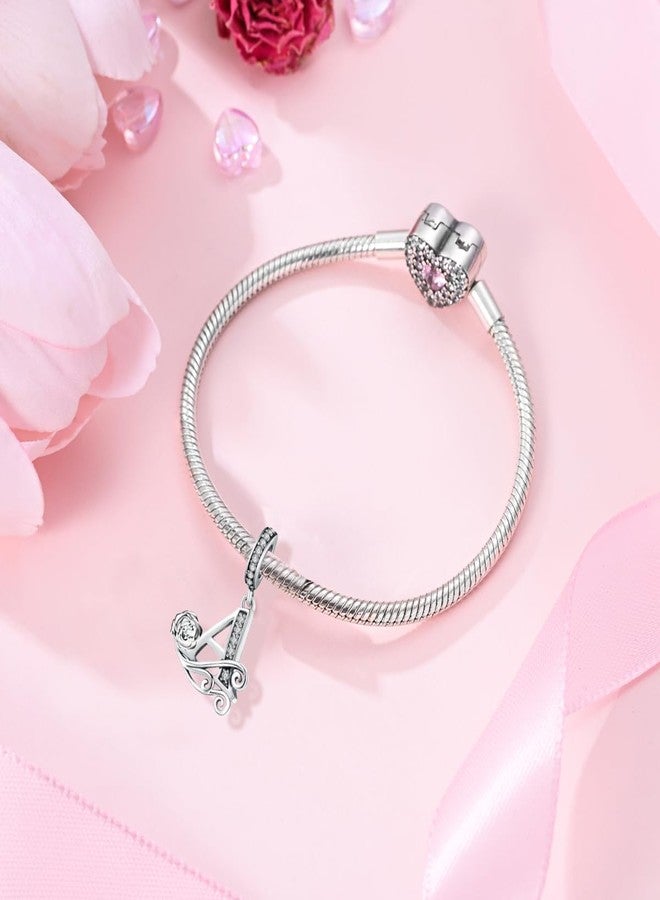 ChenYuTe Suitable for Pandora Bracelet Letter Charms, Romantic Rose Charms, Jewelry Gifts for Yourself, Mom, Daughter, Girlfriends - Image 2