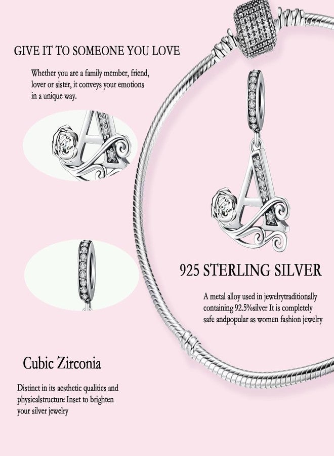ChenYuTe Suitable for Pandora Bracelet Letter Charms, Romantic Rose Charms, Jewelry Gifts for Yourself, Mom, Daughter, Girlfriends - Image 5