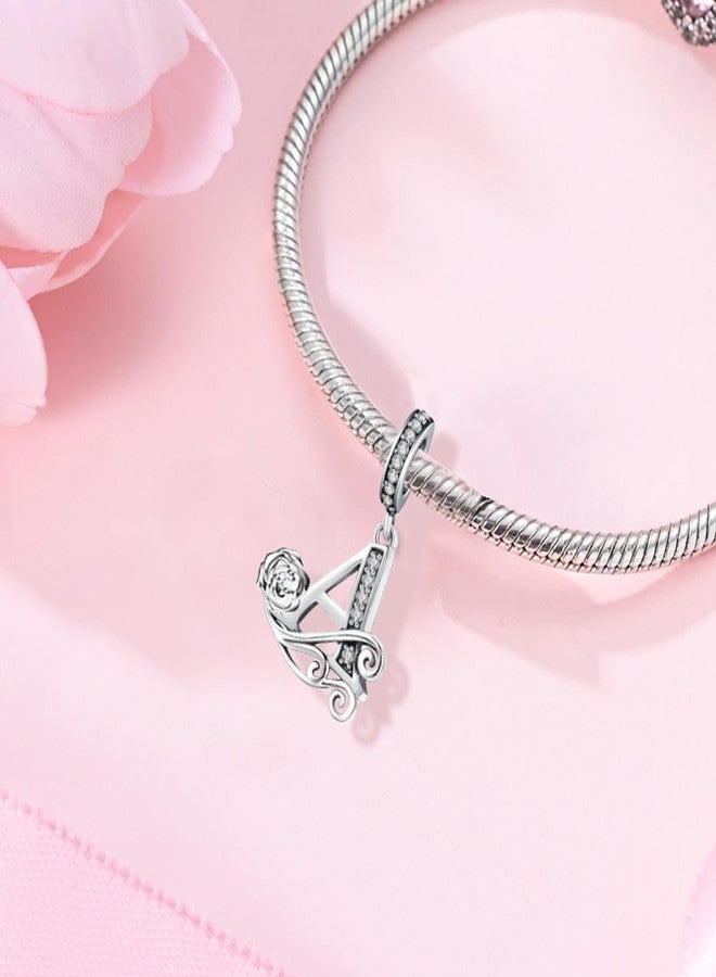 ChenYuTe Suitable for Pandora Bracelet Letter Charms, Romantic Rose Charms, Jewelry Gifts for Yourself, Mom, Daughter, Girlfriends - Image 4