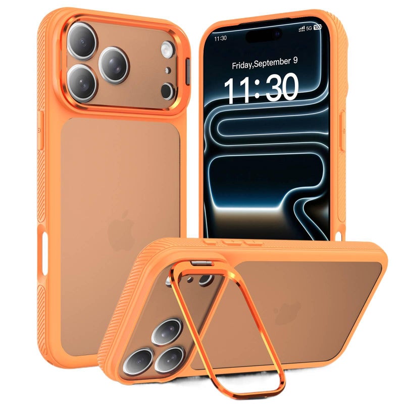 BB Silicone Protective Case for iPhone 15 / 15 Plus / 15 Pro / 15 Pro Max with Drop Protection and Anti-Fingerprint plus Shockproof plus Kickstand plus Lanyard Hole in Orange - Image 1