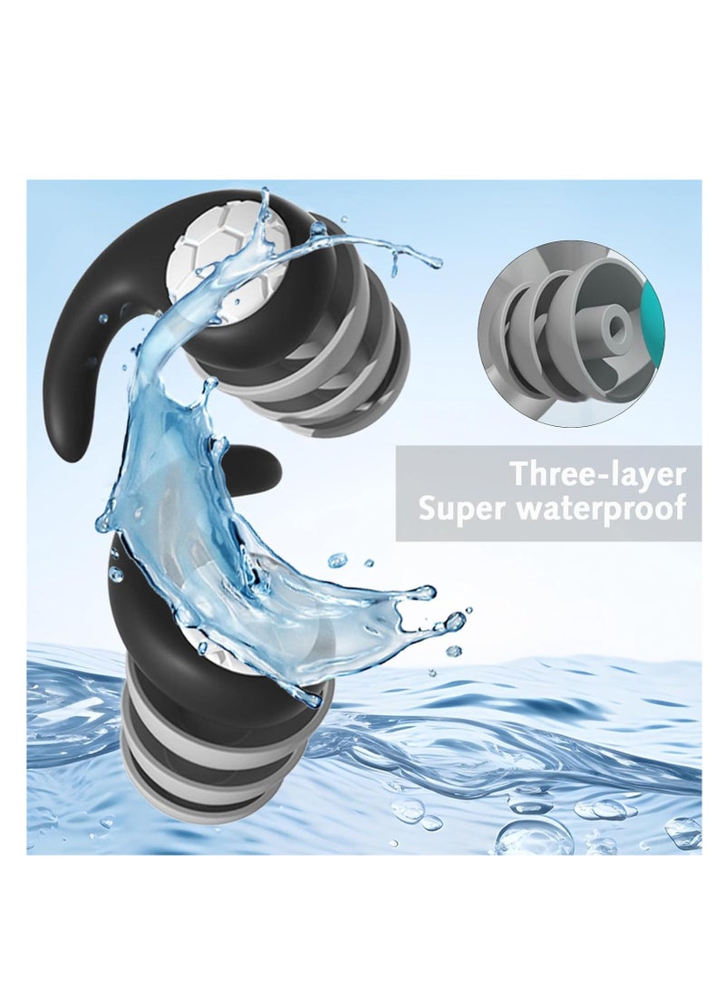 بتيمفم زوجان من سدادات الأذن المصنوعة من السيليكون المقاوم للماء والقابلة لإعادة الاستخدام، مناسبة للسباحة للبالغين، سدادات أذن ناعمة للسباحة في المسبح، وركوب الأمواج، والغوص، والاستحمام. - Image 1