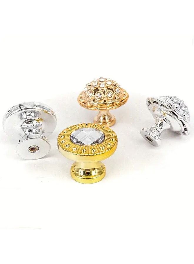 10pcs Round Golden Furniture Handles Floral Geometric Designs Single Hole Easy Installation - Image 2