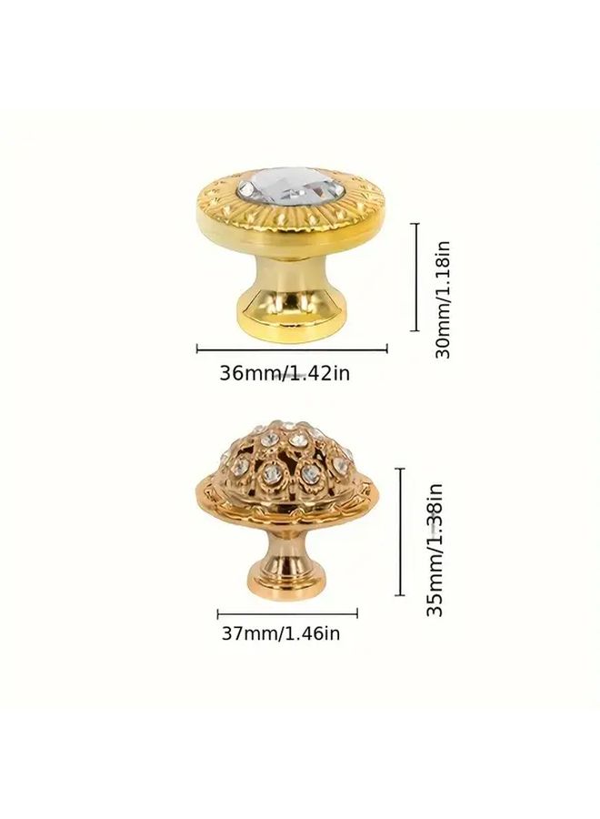 10pcs Round Golden Furniture Handles Floral Geometric Designs Single Hole Easy Installation - Image 4