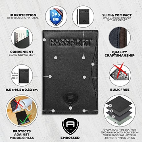 Alban RFID Passport Holder Women Men RFID Blocking Travel Passport Wallet Case Genuine Leather Passport Cover porta pasaporte - Image 3