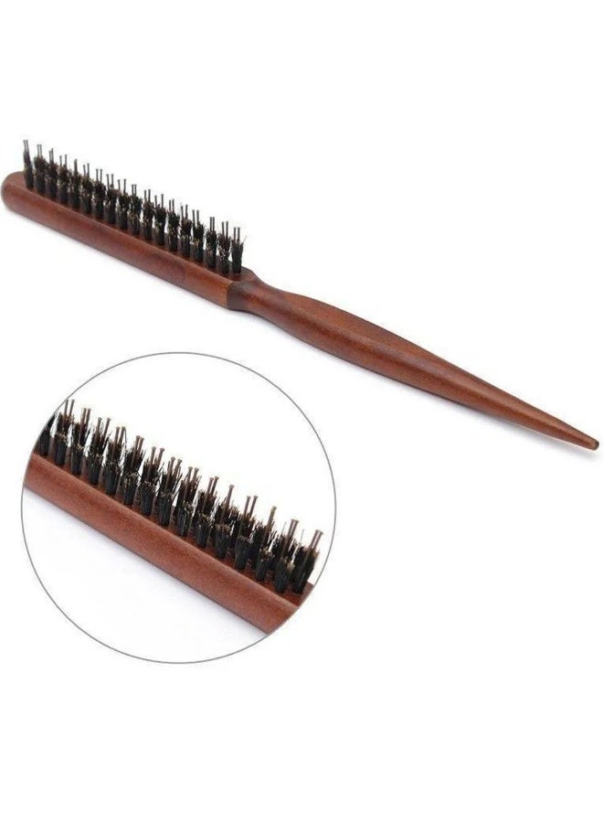 Wooden Hair Brush for Frizz and Reduce Shedding - Wooden Hair Brush Anti Shedding - Frizz Treatment and Hold Hair No Gel - Soft Nylon Bristles for All Hair Types - Image 1